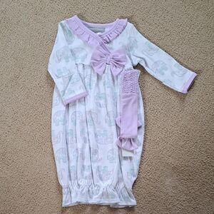 Adorable Lavender Elephant Print Kids Pajamas